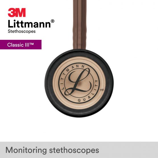 3M Littmann Classic III Stethoscope, Copper-Finish Chestpiece, Chocolate Tube, 69 cm, 5809 - Image 3