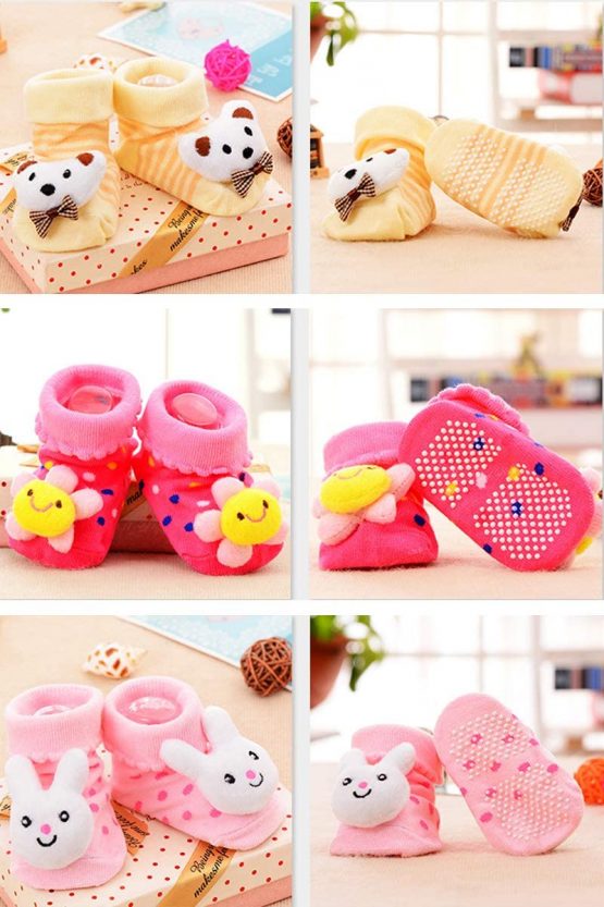 Z-Chen Baby Boys Girls 3D Cartoon Anti-Skid Baby Booties Sock Slippers (Set of 6), Set B, 9-18 Months - Image 3