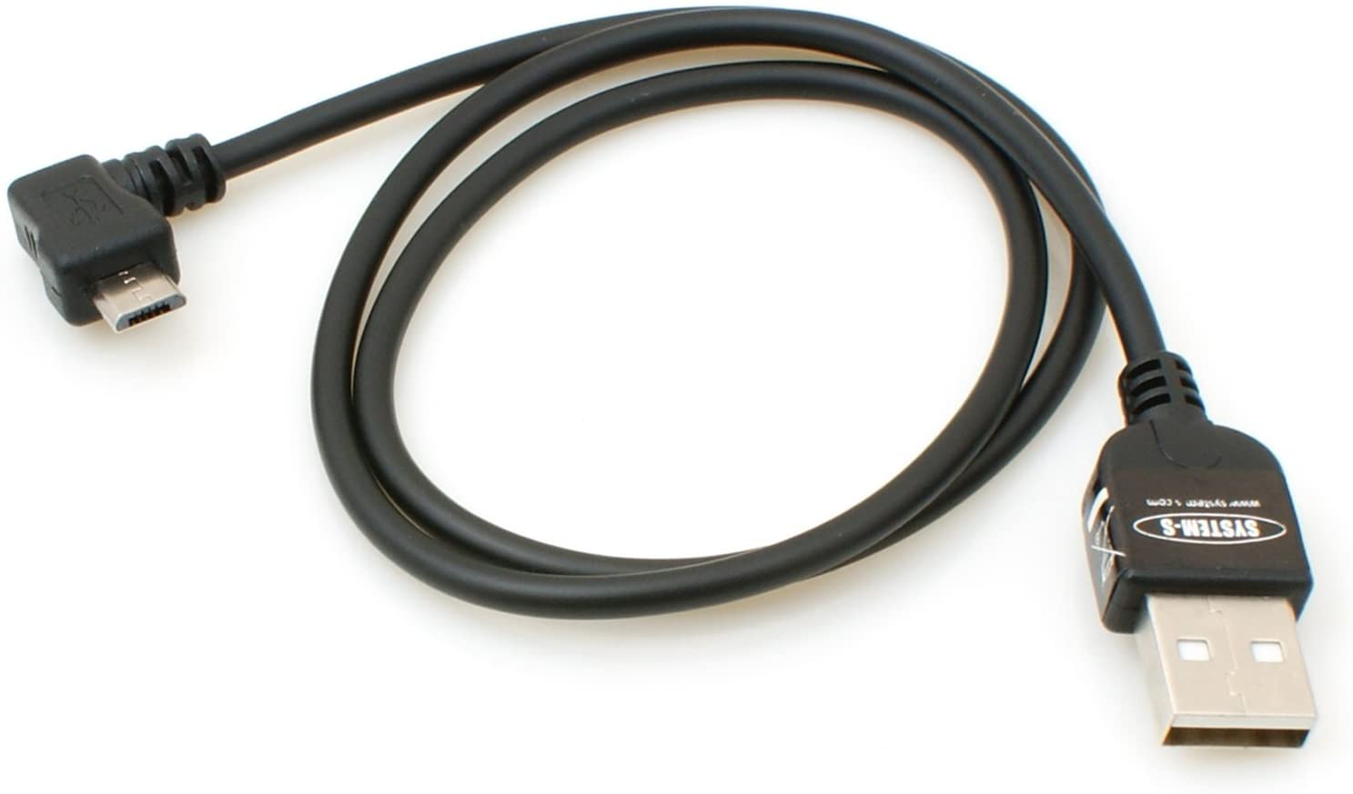 System-S Micro USB 2.0 Cable Angled 90 Degree Angled Connector (Left/Male) Adapter Data Cable and Charging Cable 50 cm