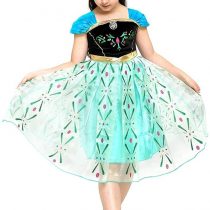 Anna Frozen Costume - Girl - Green Color - Halloween - Carnival - Size 130-5/6 Years - Original Gift idea Frozen