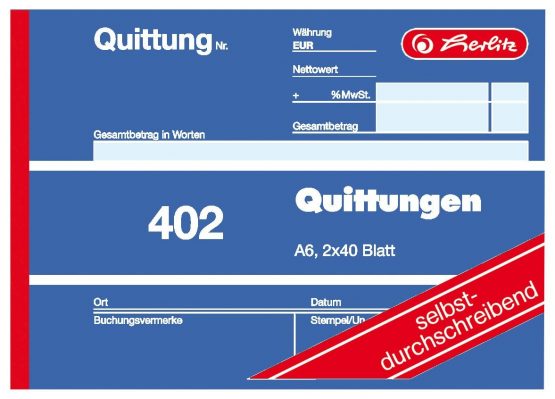 Herlitz 7876147 Receipt Book A6 402 2 x 40 Page sd (German Language) - Image 2