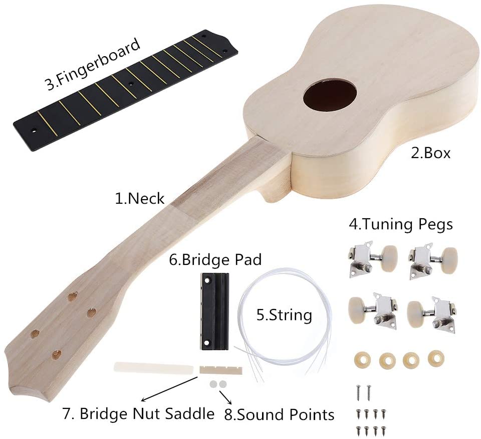 OriGlam 21 Inch DIY Ukulele Kit, Make Your Own Ukulele DIY Kit, Soprano