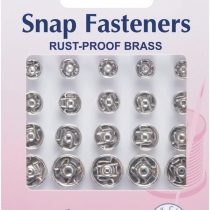 Hemline H420.99 Nickel Brass Rust Proof Sew On Snap Fasteners 6,7,9,11mm 20 Set