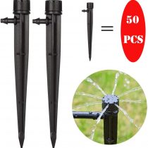 Tesmotor 100pack 360 Degree Adjustable 8 Holes Watering System Micro Flow Drip Irrigation Kit, Water Flow Irrigation Drippers Connector for 4mm/7mm Tube