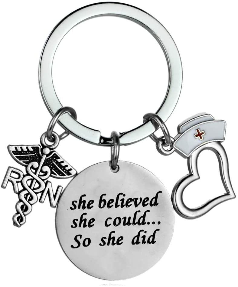 MADHAHEFU Nurse Gifts Inspirational Gifts for Nurse Keychain Graduation Gifts For Nurse Nursing Pendant Jewellery (She Believed she Could)