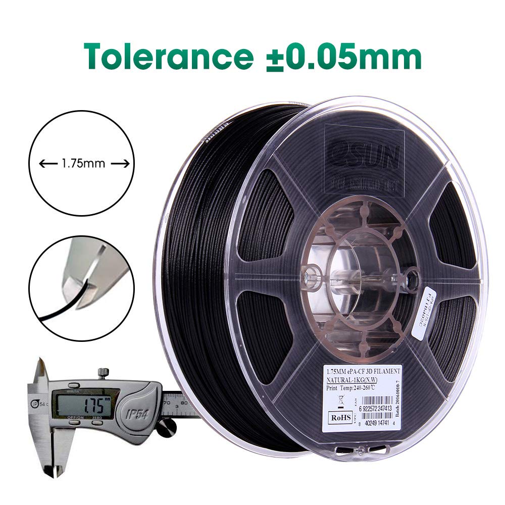 eSUN Carbon Fiber Filled Nylon Filament 1.75mm, 3D Printer Filament PA-CF, Dimensional Accuracy +/- 0.05mm - Image 3