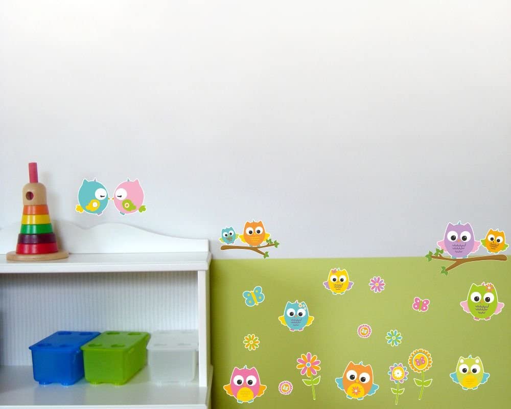 Samunshi® 16 Piece Baby Owls Wall Sticker Set for Children's Bedroom Baby Room, multicoloured, 2x 21x34cm - Image 3