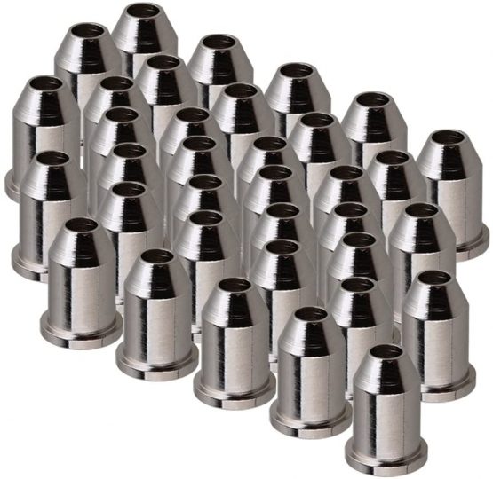 Mxfans 30Pieces Chrome Guitar Through Body String Mounting Ferrules