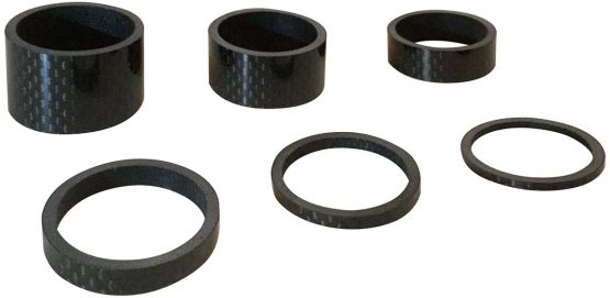 6PCS Light Weight 3K Carbon Headset Spacers 1 1/8"-2mm,3mm,5mm,10mm,15mm,20mm