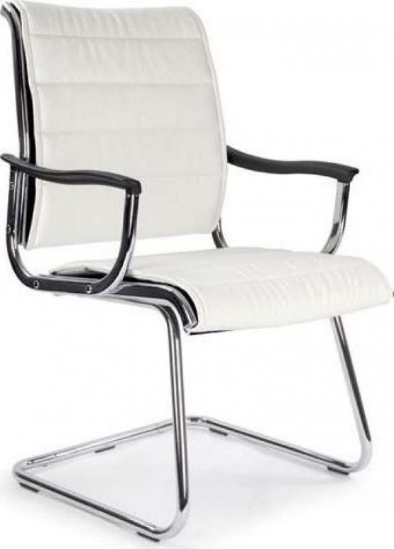 Eliza Tinsley 701AV/WH Cantilever Chrome Framed Leather Effect Designer Visitors Chair - White