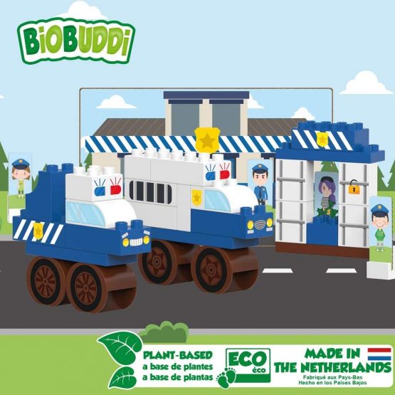 BIOBUDDI BB-0129 POLICE STATION PLAY SET, 32 BLOCKS Building, Multi-Coloured - Image 4