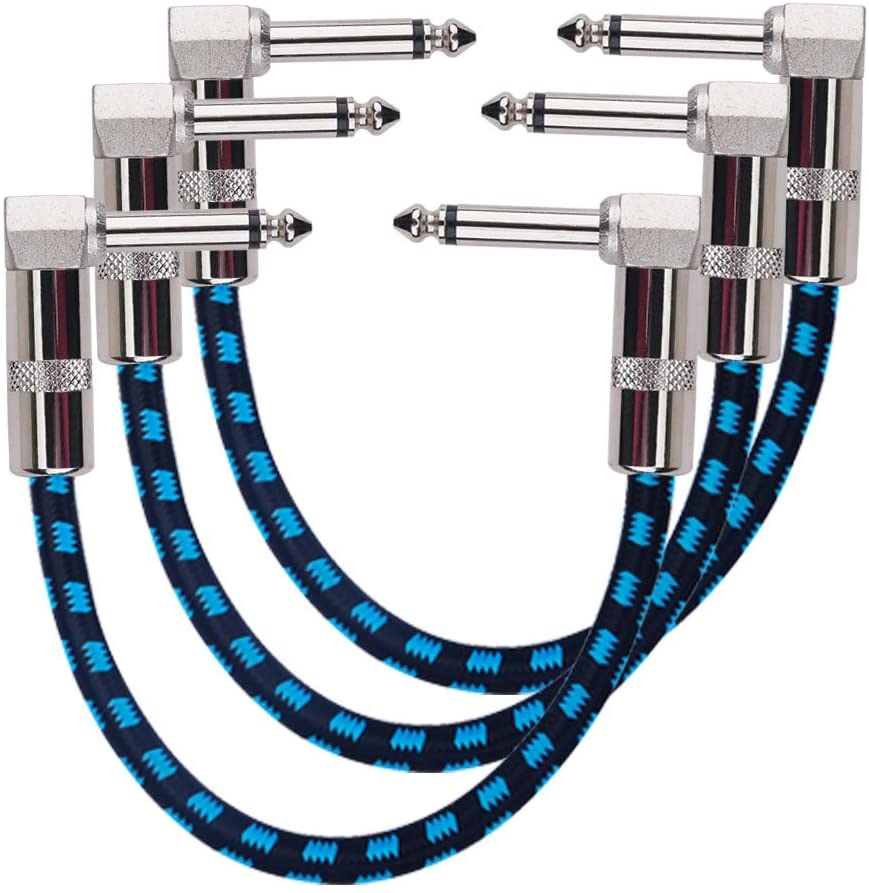 Rayzm Guitar Patch Cable, 6.35mm Noiseless 15cm Guitar & Bass Effects Pedalboard Patch Cable Cord