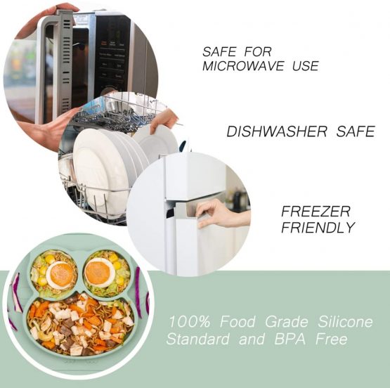 Baby Silicone Placemat, Non-Slip Feeding Plate for Toddlers Babies Kids with Strong Suction Fits Most Highchair Trays BPA-Free FDA Approved, Dishwasher and Microwave Safe (Matcha Owl) - Image 3