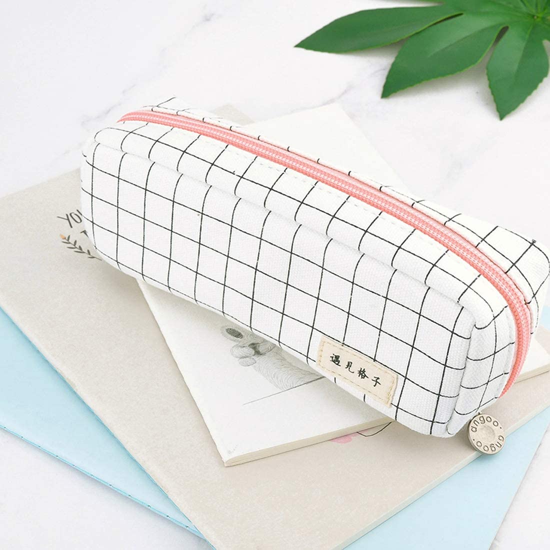 Oyachic Rectangular Pencil Case Plaid Pouch Bag Pen Holder 3 Compartments Stationery Storage Organizer Box for Teen Girls Students School Office - Image 3