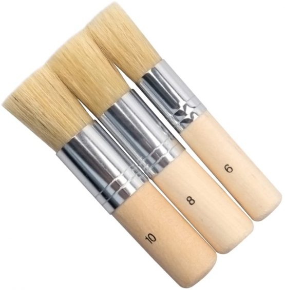 Novelfun Wooden Stencil Brush (Set of 3), Natural Bristle Brushes Perfect for Acrylic Painting, Oil Painting, Watercolor Painting, Stencil Project, Card Making and DIY Art Crafts - Image 4