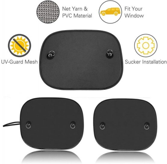 AumoToo Car Sun Shade, 2 Pack Car Side Window Sunshades Universal Baby Sun Shades Blocking Harmful UV Rays Sun Glare Heat for Baby Kids Pets, 44cm*36cm (Suction cup Stick) - Image 4