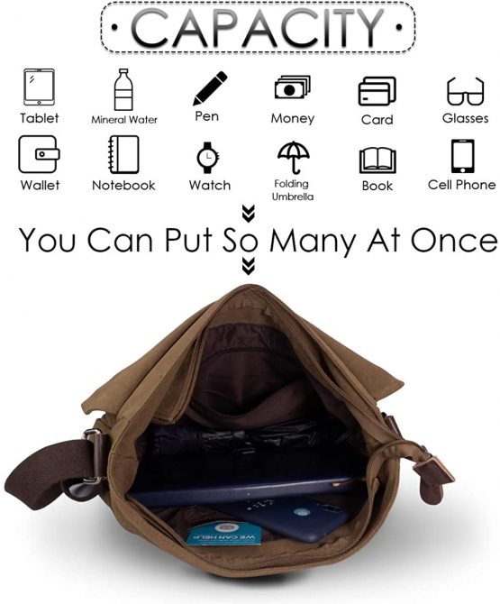 CHEREEKI Messenger Bag, Men's Canvas Shoulder Bag Satchel Bag with Multiple Pockets for Work, School, Traveling and Daily Use (Fits 13.3 inch Laptop) - Image 2