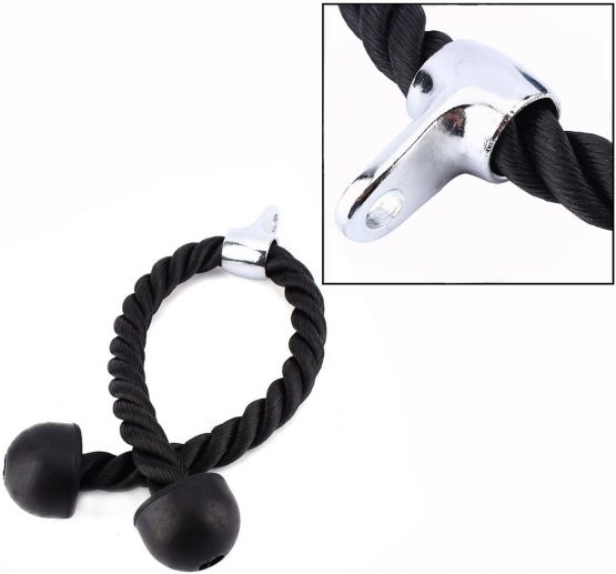 Deluxe Gym Tricep Ropes 27-inch Heavy Duty Polypropylene Braid Tricep Rope Pull Down Double Grip (Black) - Image 4