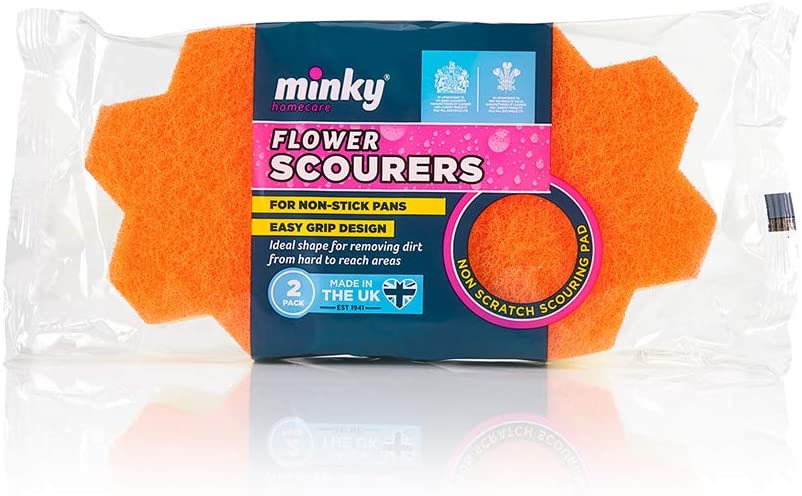 Minky Flower Scourers, Pack of 2, Orange