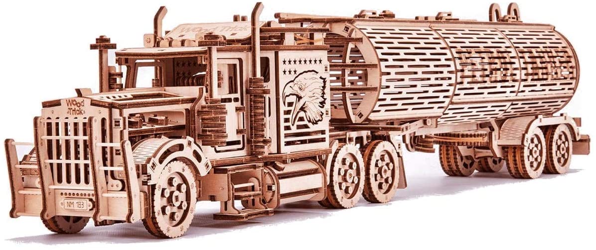 Wood Trick Big Rig Mechanical Toy Truck, Powerful Rubber Band Motor - Image 4