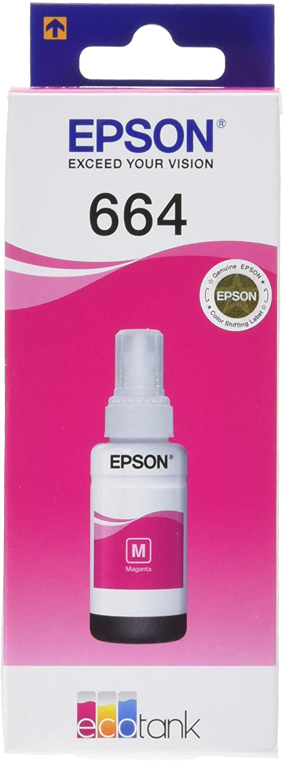 Epson EcoTank 664 Magenta Genuine Ink Bottle, Single