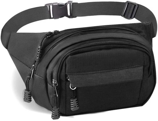 Gadom Bumbag Waist Bag, Waterproof 4 Zip Pockets Running Waist Pack Bag for Men Women, Adjustable Belt Waistpacks for Outdoors, Sport, Hiking, Travel