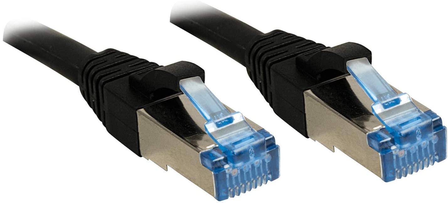 LINDY 1m Cat.6A S/FTP LSZH Snagless Gigabit Ethernet Cable, Black