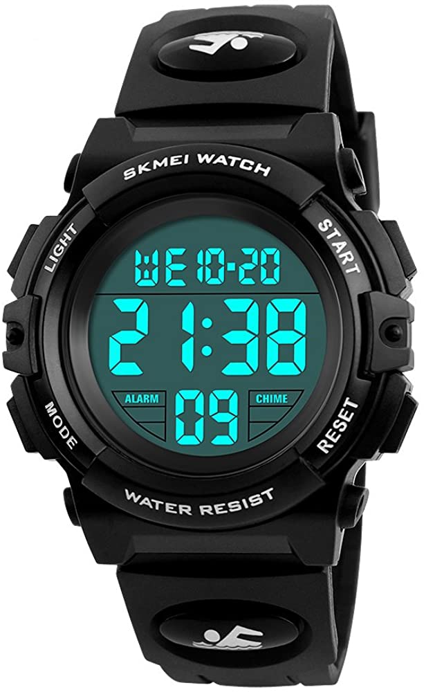 TONSHEN Women's LED Digital Watch Waterproof Outdoor Sport Military 12H/24H Time 50M Water Resistant Large Numbers Watch Plastic Case with Rubber Strap Multi-Function Electronic Stopwatch
