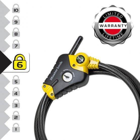 Master Lock 8433EURD Security Cable with Key Lock, Black, from 30 cm to 1,8 m - Image 4