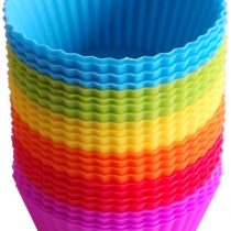 Cupcake Molds IdealHouse 24 Pack Silicone Reusable Baking Cases Muffin Molds Moulds Rainbow Cups for Cakes Ice Creams Puddings