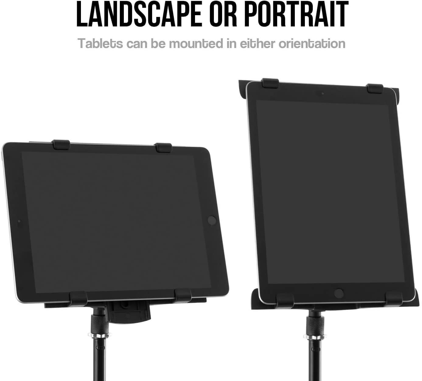 Tiger Tablet iPad Holder Mount for Microphone Stand with Thread Adaptor, Black - Image 3