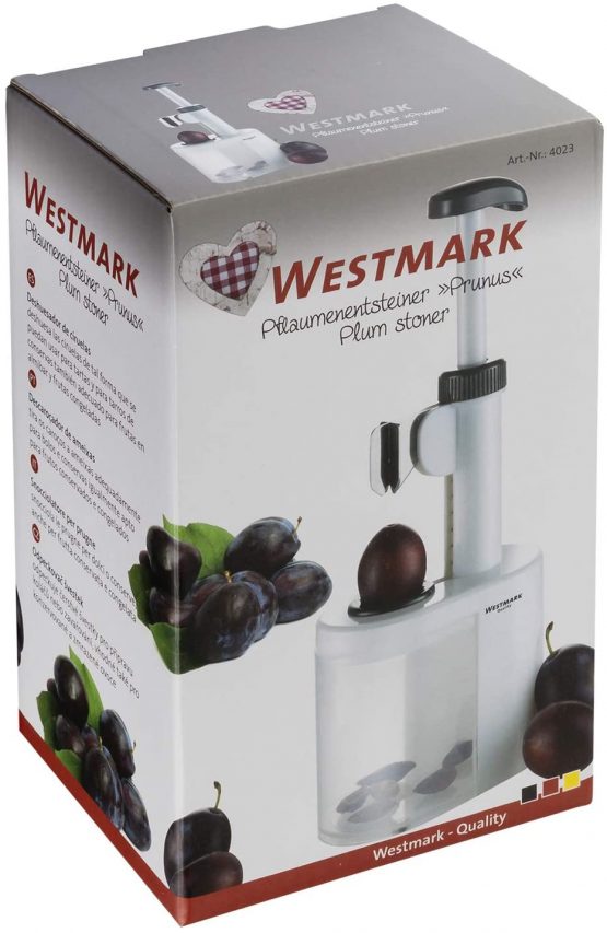 Westmark Plum Stoner For Kitchen-Ready Pitted Plums, Height: 26.5 cm, Plastic/Stainless Steel Blade, Prunus, White/Anthracite, 40232260 - Image 2