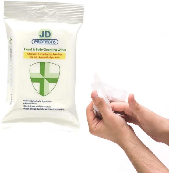 JD Protects Hand & Body Cleansing Wipes Alcohol Free