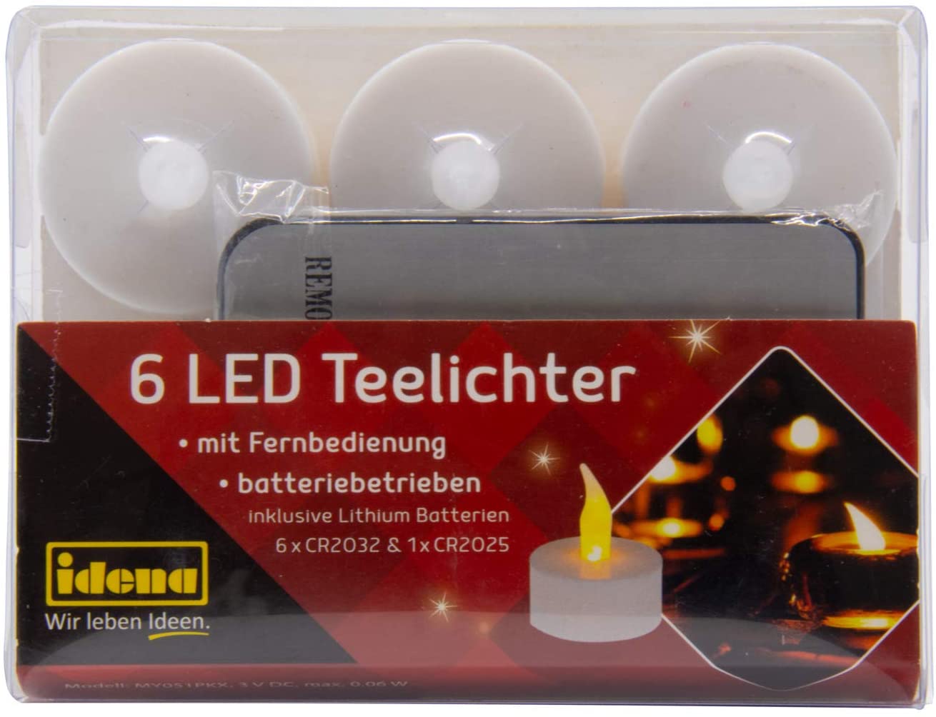 Idena 38204 - LED Tea Lights, Pack of 6, Electric Candles with Flickering Light, with Remote Control, Includes Batteries, Decoration for Wedding, Party, Christmas, Easter, as Mood Light - Image 3