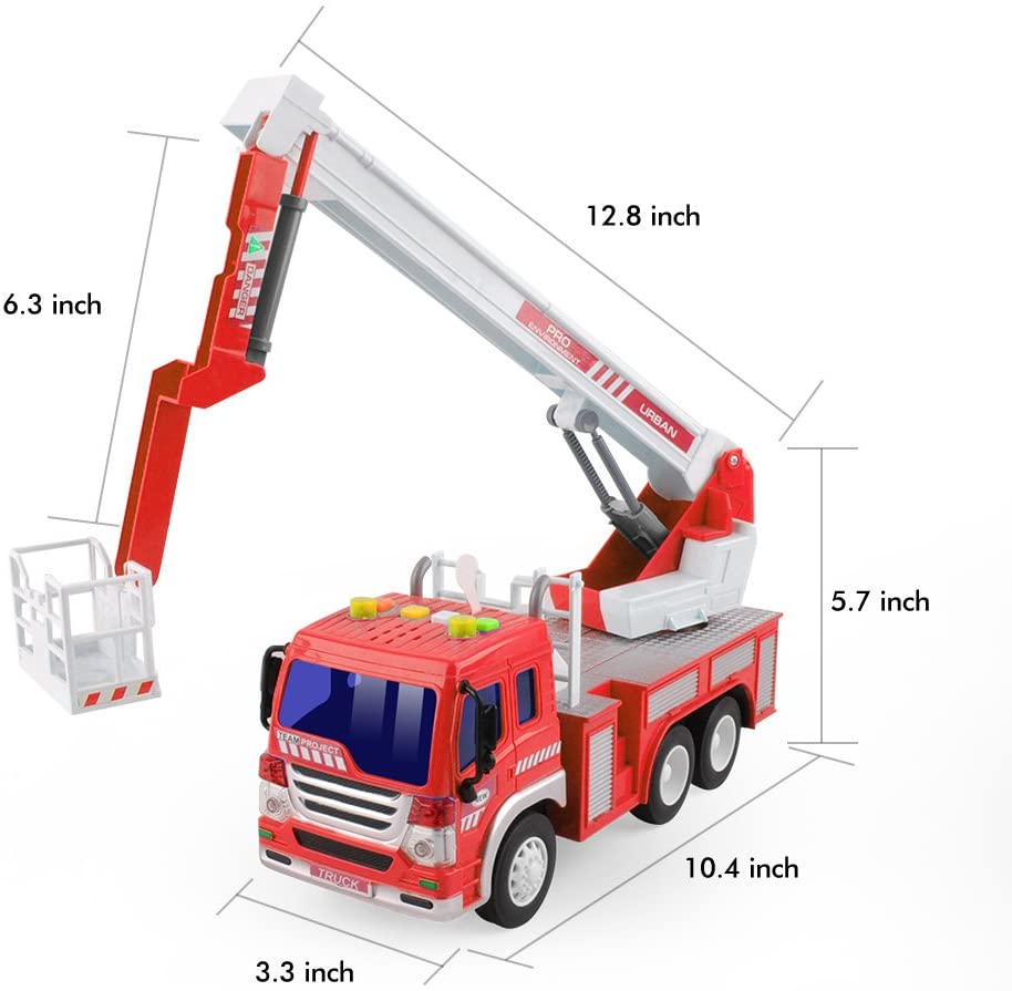 GizmoVine Fire Engine Toys, Large Fire Truck with Lights Sound Rescue Ladder, Friction Powered Large Toy Firetruck - Image 4