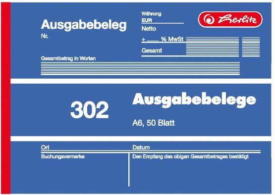 Herlitz Ausgabebeleg A6 – 50 Sheets – 1 x Pack of 20