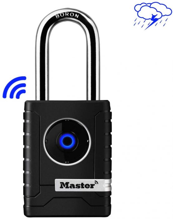 Master Lock 4401EURDLH Smart Padlock [Bluetooth Compatible with Smartphones] [Long Shackle] [Weatherproof] 4401EURDLH-Best Used for Gates and Fences, Storage Lockers, Garages and More, 57mm