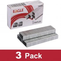 Eagle Staples, #26/6, Standard 1/4" Leg Length, 1000/box, 3-Pack, 3000pcs in Total