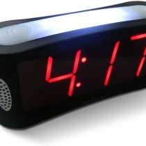Digital Alarm Clock - Mains Powered, No Frills Simple Operation Alarm Clocks, Large Night Light, Bedside Alarm, Snooze, Non Ticking, Full Range Brightness Dimmer, Big Red Digit Display, Black