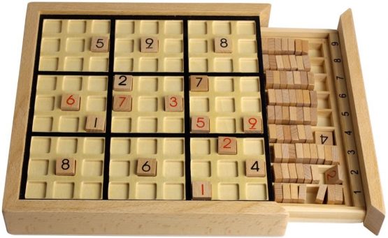 Andux Sudoku Puzzle Board Game with Drawer Wooden Number SD-02 (Black)