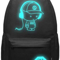 Kono Children Luggage Suitcase Luminous Music Kids Laptop Backpack Cabin Wheeled Travel Business Wheeled Rolling Trolley Hand Case 25L (Black)