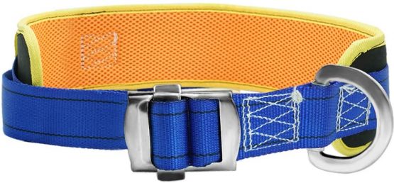 Aoneky Safety Work Belt - Climbing Body Belt with Hip Pad and Side D-Ring Rock Mountaineering - Fall Arrest Harnesses Safety Equipment (blue & yellow)