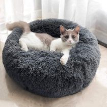 Calming Cat Bed Fluffy Plush Cat Bed Dog Bed Donut Cat Bed Cat Marshmallow Bed Round Pet Bed Cat Basket Bed Pet Nest Sofa Bed Pet Sleeping Bed Cushion Mat For Small Medium Dogs Puppy Bunny Washable