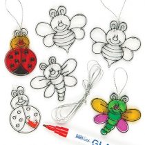 Baker Ross Bug Stained Glass Decorations (Pack of 12) C317 for Kids to Assemble and Display