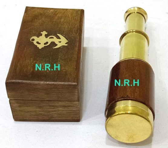 Handcrafted Nautical Decor Scout's Brass/Wood Spyglass Telescope With Rosewood Box,6'', - Image 2