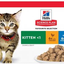 Hill's Science Plan - Cat Feline Pouches - Wet Food - Kitten Favourite Selection - Chicken & Fish in Gravy (12 Pouches)