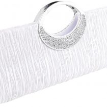 Tskybag Womens Tote Bag Ladies Crystal Diamante Clutch Purse Bridal Wedding Evening Party Handbag Black White Silver Wallet