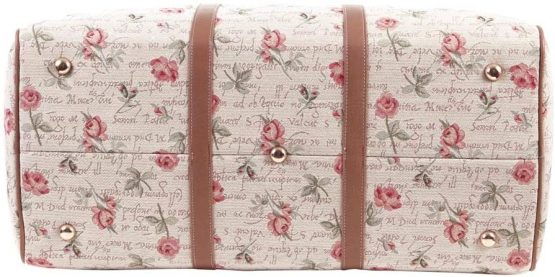 Signare Tapestry Large Duffel Bag Overnight Bags Weekend Bag for Women with Flora Design (Pink Rose BHOLD-RSPK) - Image 4