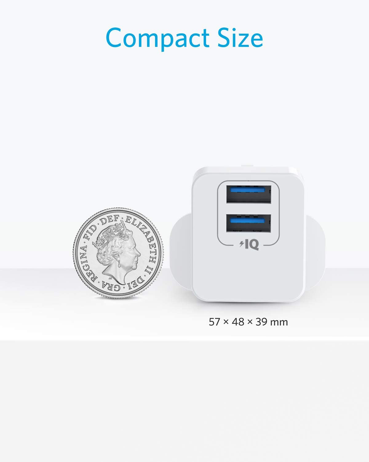 USB Plug, Anker PowerPort mini Dual Port USB Charger, Compact Wall Charger Cube, For iPhone 15/14/13/12/11 Pro Max - Image 2
