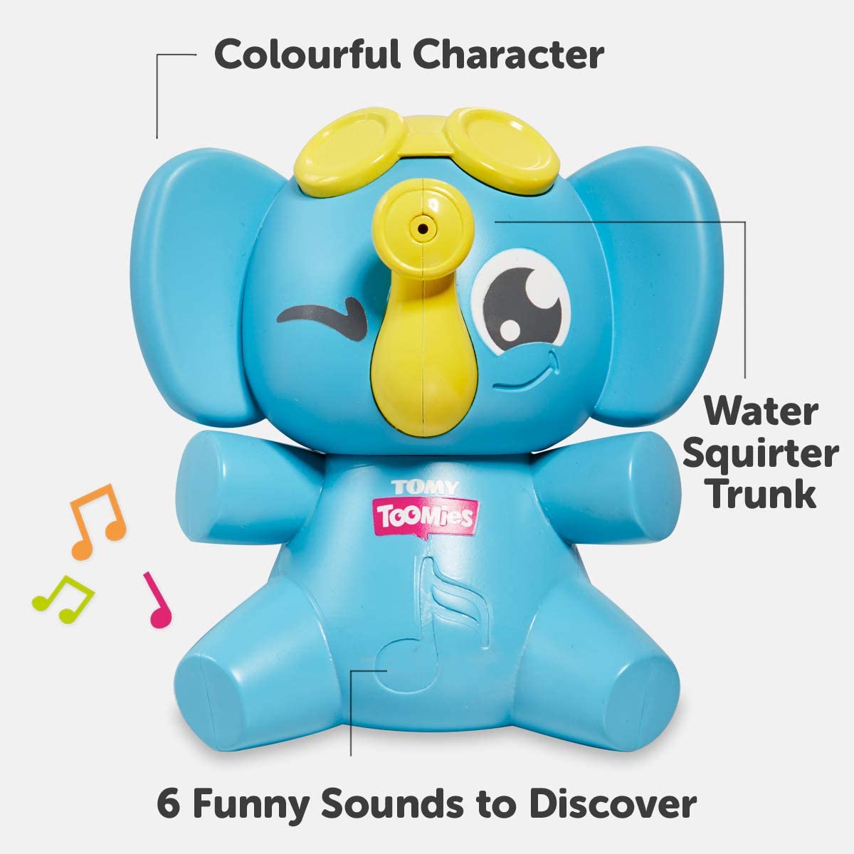 TOMY Toomies E72815C Sing & Squirt Squeezable Elephant Bath, Educational Musical Water Play - Image 2